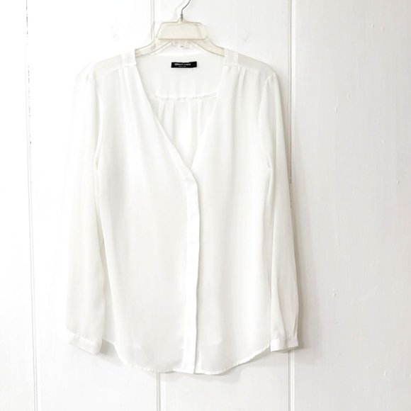 Urban CoCo Tops - Urban CoCo Sheer Long Sleeve White Blouse